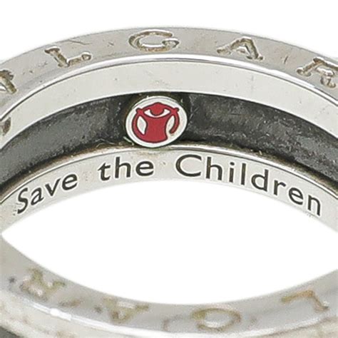 Silver,Ceramic Save the Children Ring with Black  